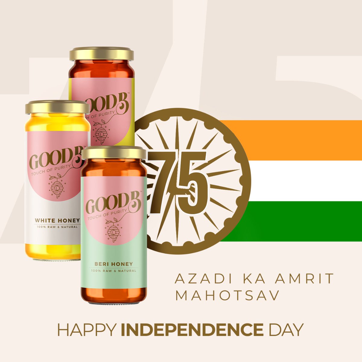goodbfoods's tweet photo. Taste the sweetness of Freedom. Feel the Happiness.
Happy 75th Independence Day.
#goodb #honey #purehoney #rawhoney #unadulterated #NMRtested #healthyindia #india #independenceday #75yearsofindependence #freedom #takecare https://t.co/jVOz6fehjk