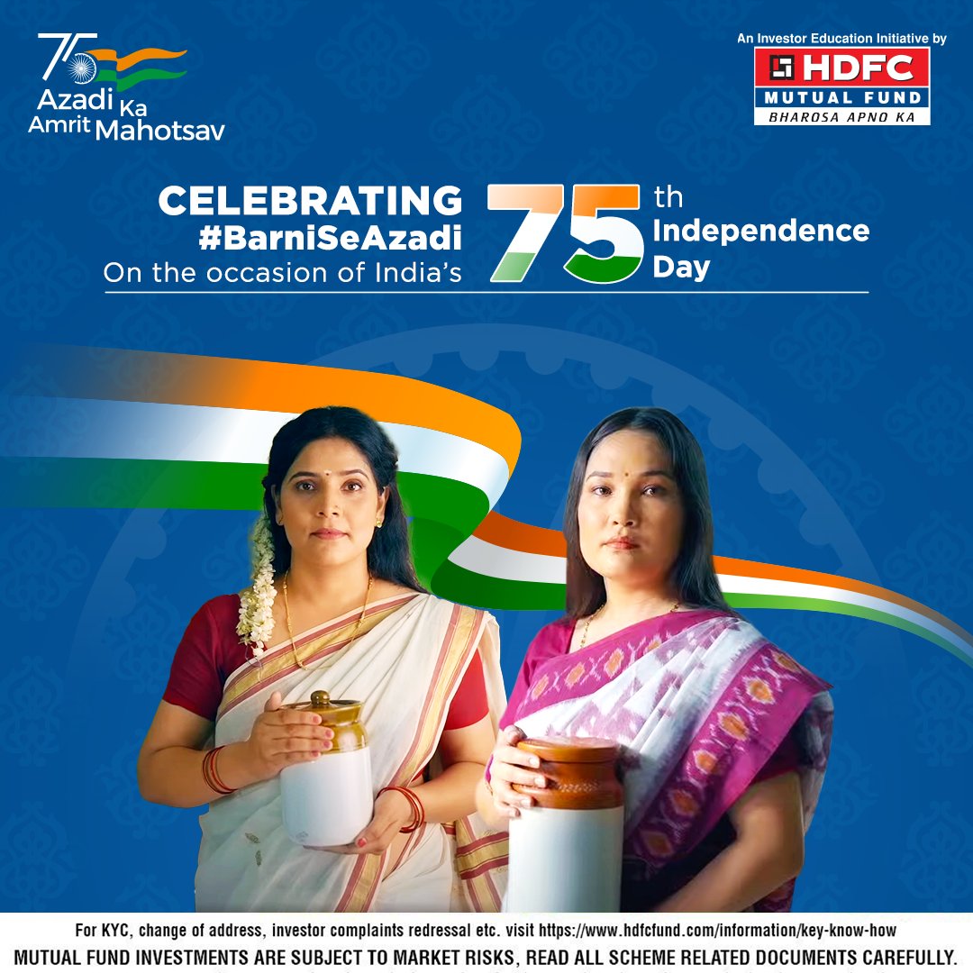 #AzadiKaAmritMahotsav – Celebrating 75 years of Indian Independence! 🇮🇳
Let us pledge to liberate our savings from the Barni and aim to grow them in mutual funds over the long term! #BarniSeAzadi  

To know more: mutualfund.hdfcfund.com/BarniSeAzadi.a…