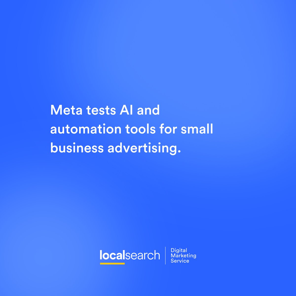LocalsearchAU's tweet photo. Latest Meta Advantage+ updates: 

Meta is working on ways to improve growth, boost sales and combat data limits for small businesses with ad targeting automation and AI. 

#SmallBusiness #DigitalMarketing https://t.co/F55k3JzIpx