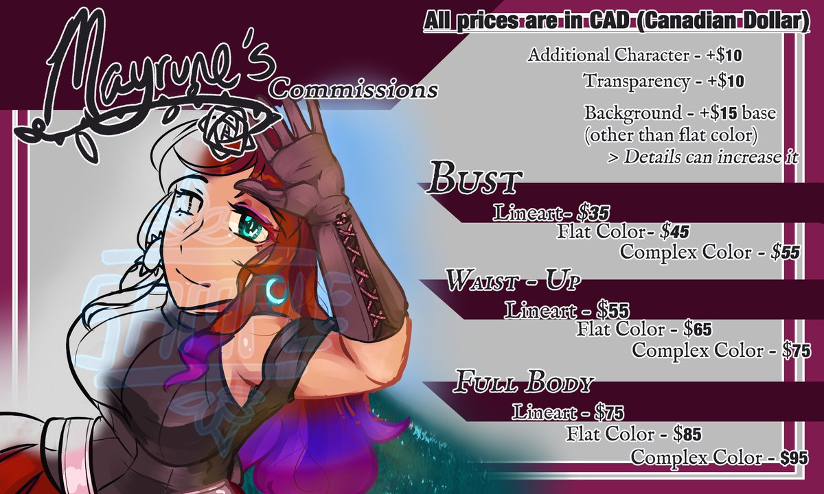 SailorMayrune's tweet photo. The new #CommissionSheet is out! Prices have now been updated and cleaned up. Also, now, when commissioning me, you will receive my Terms and Conditions ^^
Please keep these in mind and I hope to receive commissions soon!

#MayARTrune #Commissionsopen https://t.co/yEeIGPZ5Nd
