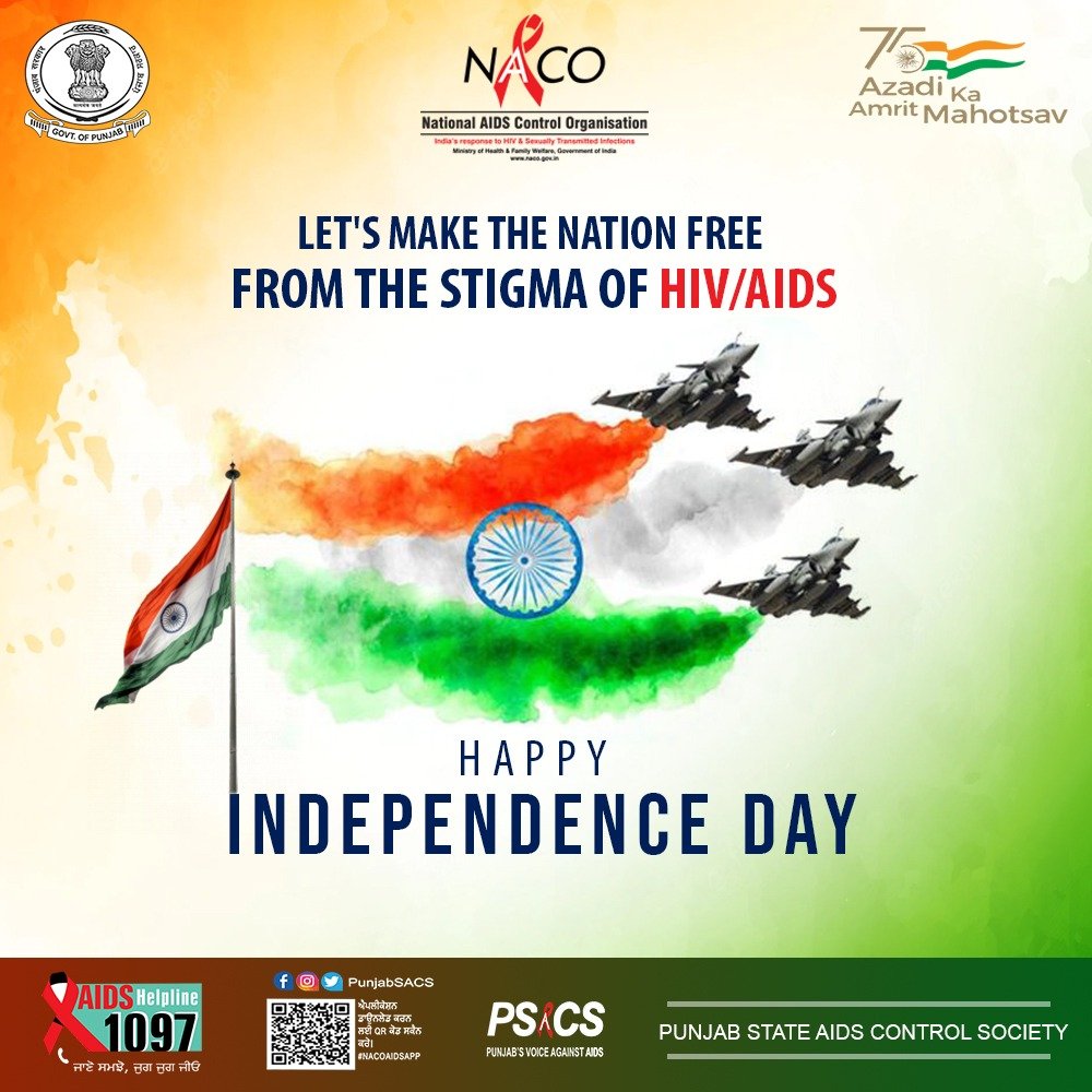 punjabsacs's tweet photo. " Happy Independance Day "
#amritmahotsav #harghartiranga #indepandanceday
#hiv #hivawareness #hivtesting #hivprevention #nationalaidscontrolorganisation #naco #nacoindia https://t.co/xH9mFZ9ksO