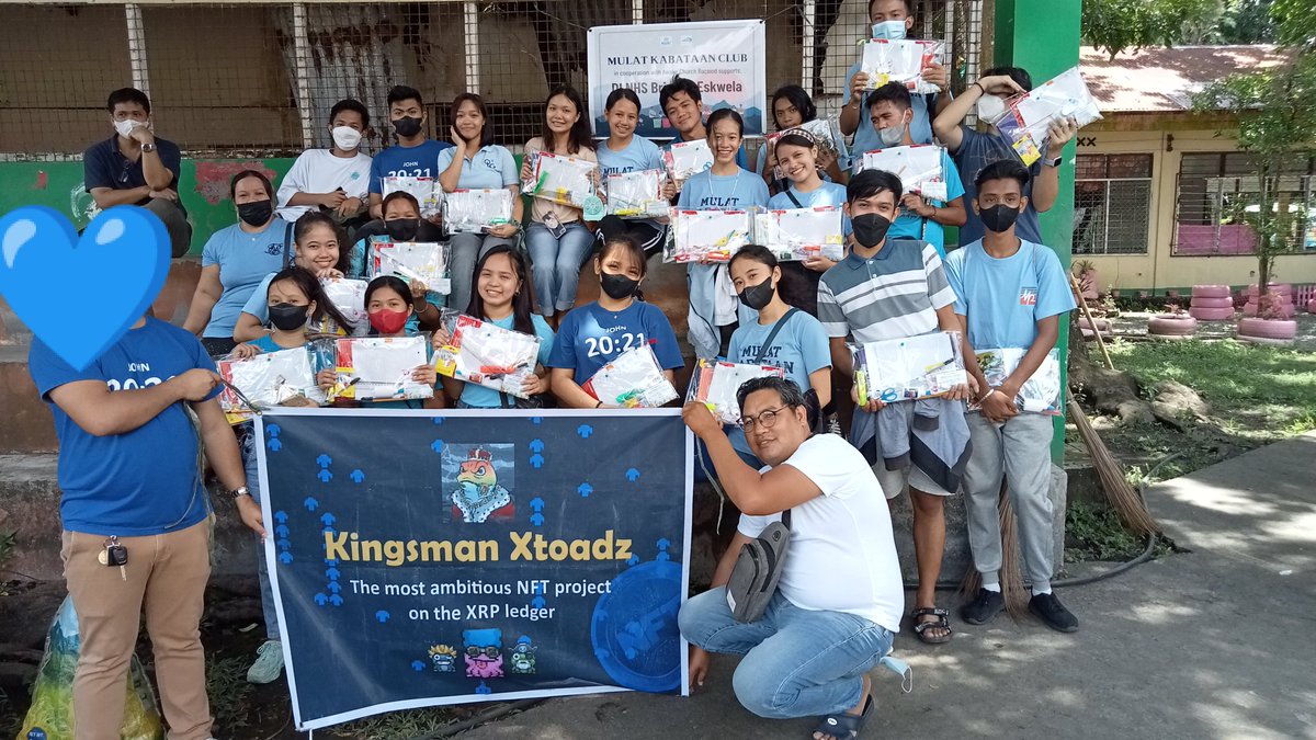Dianah143's tweet photo. "Brigada Eskwela 2022"
Community service -
We are grateful for your generosity and kindness !!!
@KingsmanxToadz @Crazy4crypto1 thank you !!
#Nft #NFTCommunity #NftCharity
#NftProject #FlareCommunity
#Xtoads #Donation #NFT
@Crazy4crypto1 https://t.co/VmOmC8Iuzr