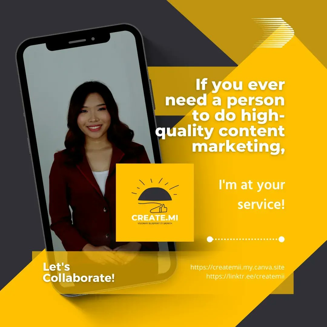 createmii's tweet photo. If you ever need a person to do high-quality content marketing…

I’m at your service! 🖖

Let’s communicate! Contact me at: https://t.co/MkjMjvxQmB 

#createmii #createmi #visionaryblueprint #socialmediamanagerforsmallbusiness #digitalmarketingtools #cdoph #monday https://t.co/jdoRf2mF5J