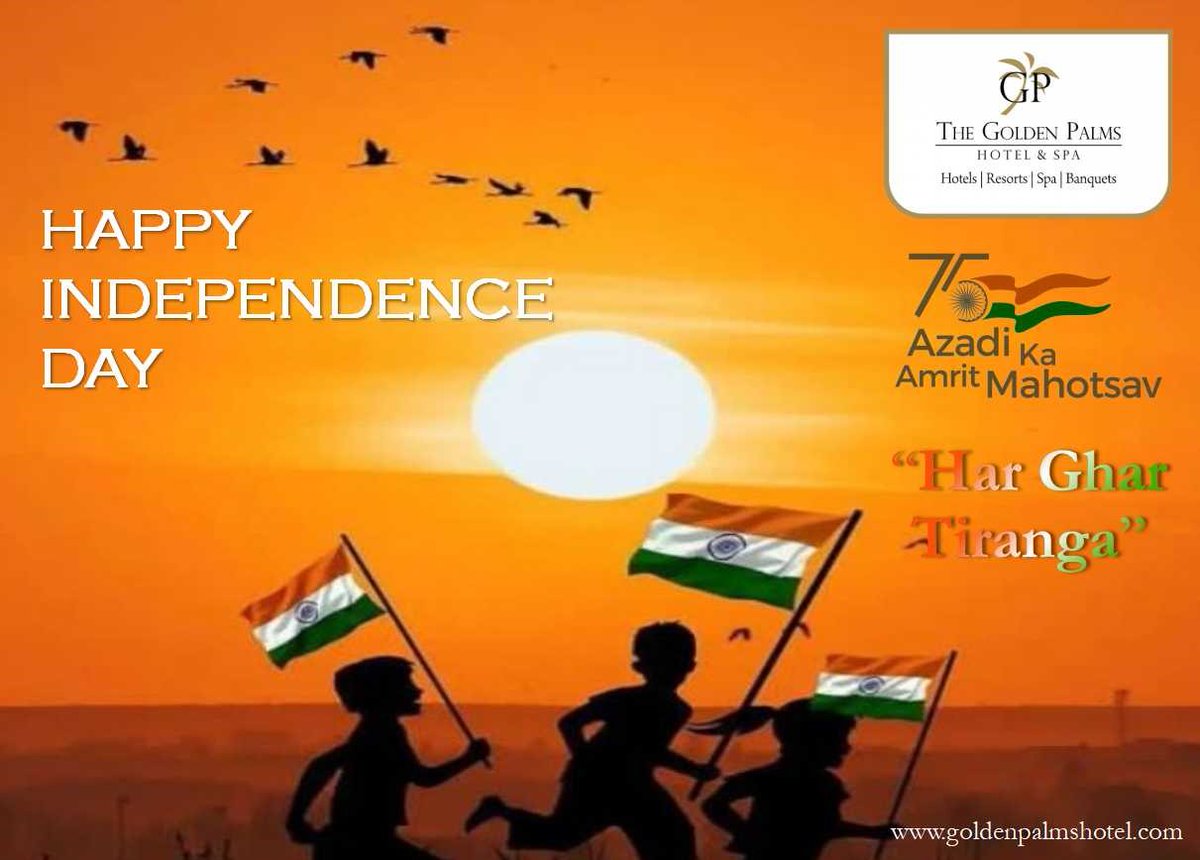 _GoldenPalms's tweet photo. Today is a day to feel proud about being a part of this great nation. May this spirit of freedom lead us all to success and glory in life. Happy Independence Day! Jai Hind! https://t.co/YZjVdNGhmt
