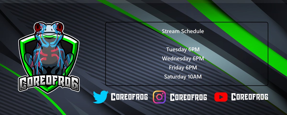 Coreofrog's tweet image. Stream schedule for the week! Drop by and say hi #twitch #Fortnite