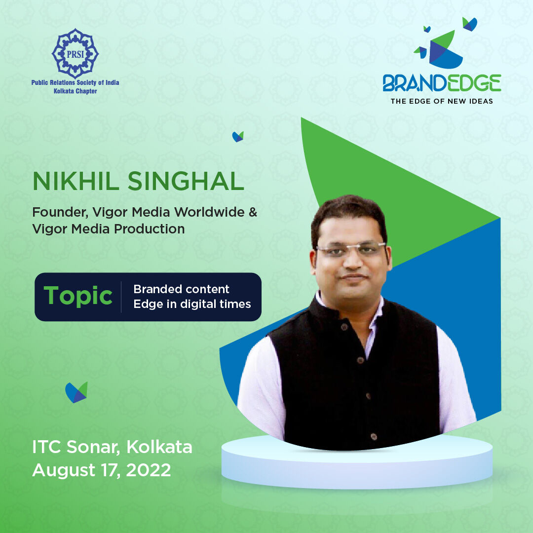 prsi_kolkata's tweet photo. Nikhil Singhal, Founder of Vigor Media Worldwide, will be in the town to enlighten us all about Branded Content Edge in Digital Times.
To be a part, book your tickets now: https://t.co/eNVyje6IoA
#BrandEdge #brandconference #branding #speaker #kolkatacityofjoy https://t.co/PfynkExdHy