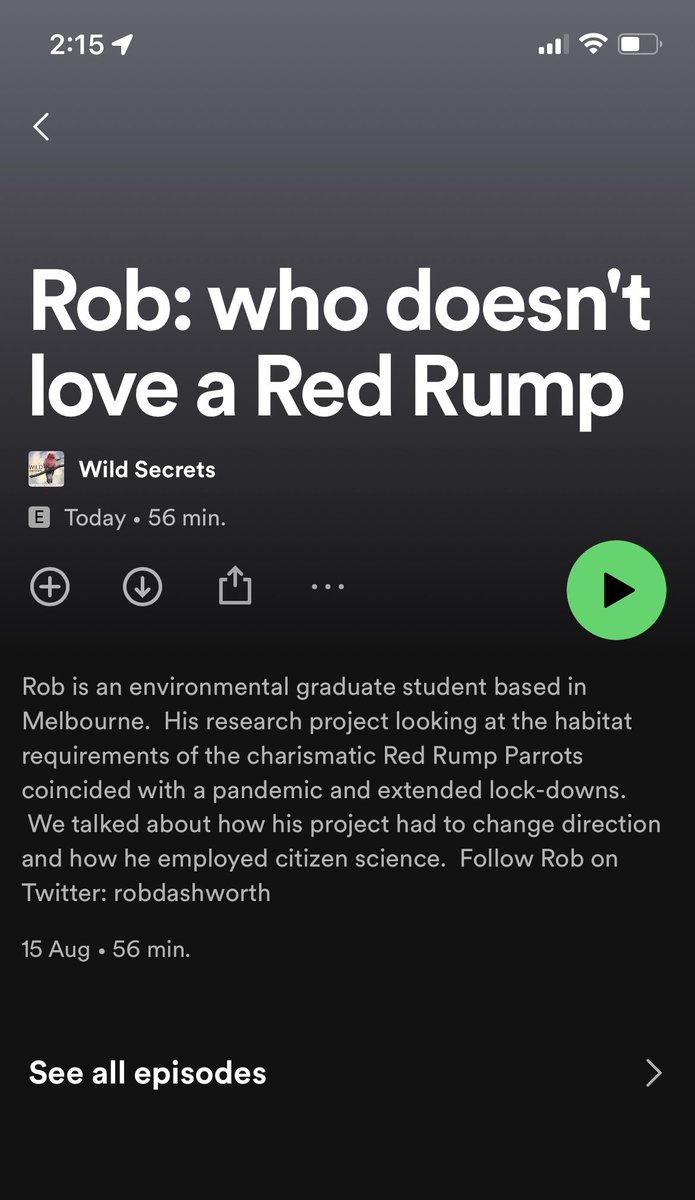 robdashworth's tweet photo. I had the pleasure of being interviewed by @FranCarleton for #wildsecrets and the episode is officially out! Tune in from wherever you get your podcasts to hear about #redrump 🦜 and #urbanecology
#wildoz #SciComm #STEM https://t.co/KaYTYP95FR