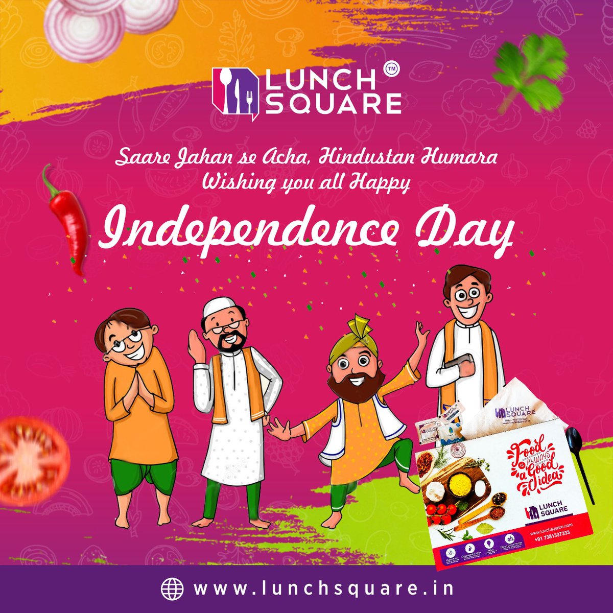 LunchSquare's tweet photo. Saare Jahan Se Acha, Hindustan Humara 
May our country see more progress in the coming years.

Happy Independence Day!!! https://t.co/DUlmdDyMGl