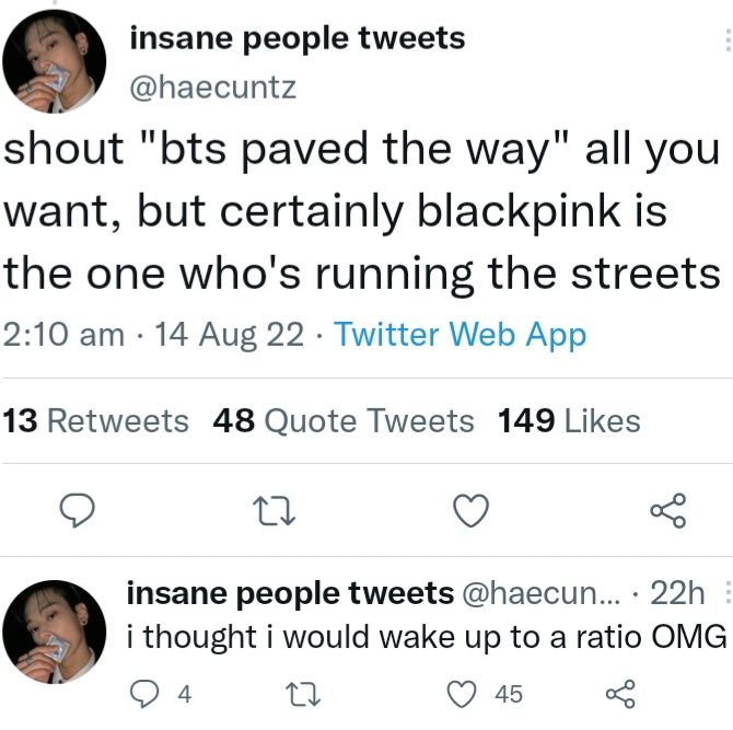 This brainless fandom become so desperate during cb is cause they want our attention. Do u guys really think they can have 10/12K likes on bt5 hate twt all by themselves. No,this hate twts only blow up when we give them 100s of quatos & that's the attention they want. https://t.co/eLgskm0AVv