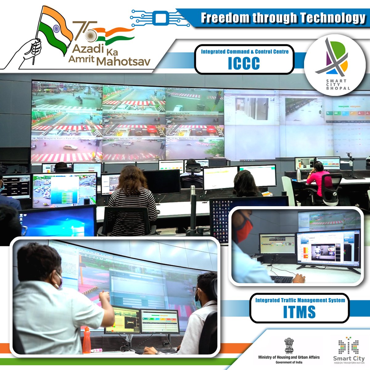 bhopal_bscdcl's tweet photo. Monitoring of Traffic flow, Traffic rule violations, Generation of E-Challans is executed through ITMS/ATCS system by #BhopalSmartCity & Bhopal Traffic Police.
#AazadiKaAmritMahotsav
#Freedom_Through_Technology
#IntegratedCommandAndControlCentre
#100ICCC
#75impactstoriesICCC https://t.co/s6eHMLuabg