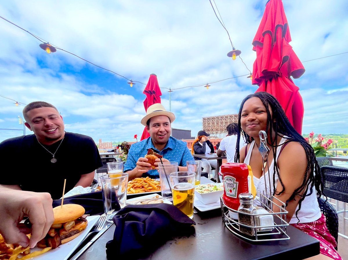 MariaIsa's tweet photo. Pure joy, motivation, focus, and reflection with the team #peopleforMariaIsa #Movimiento at my favorite Lowertown Rooftop in District 65B @OxCartSTP 💪🏽 https://t.co/eeD25S4rYc