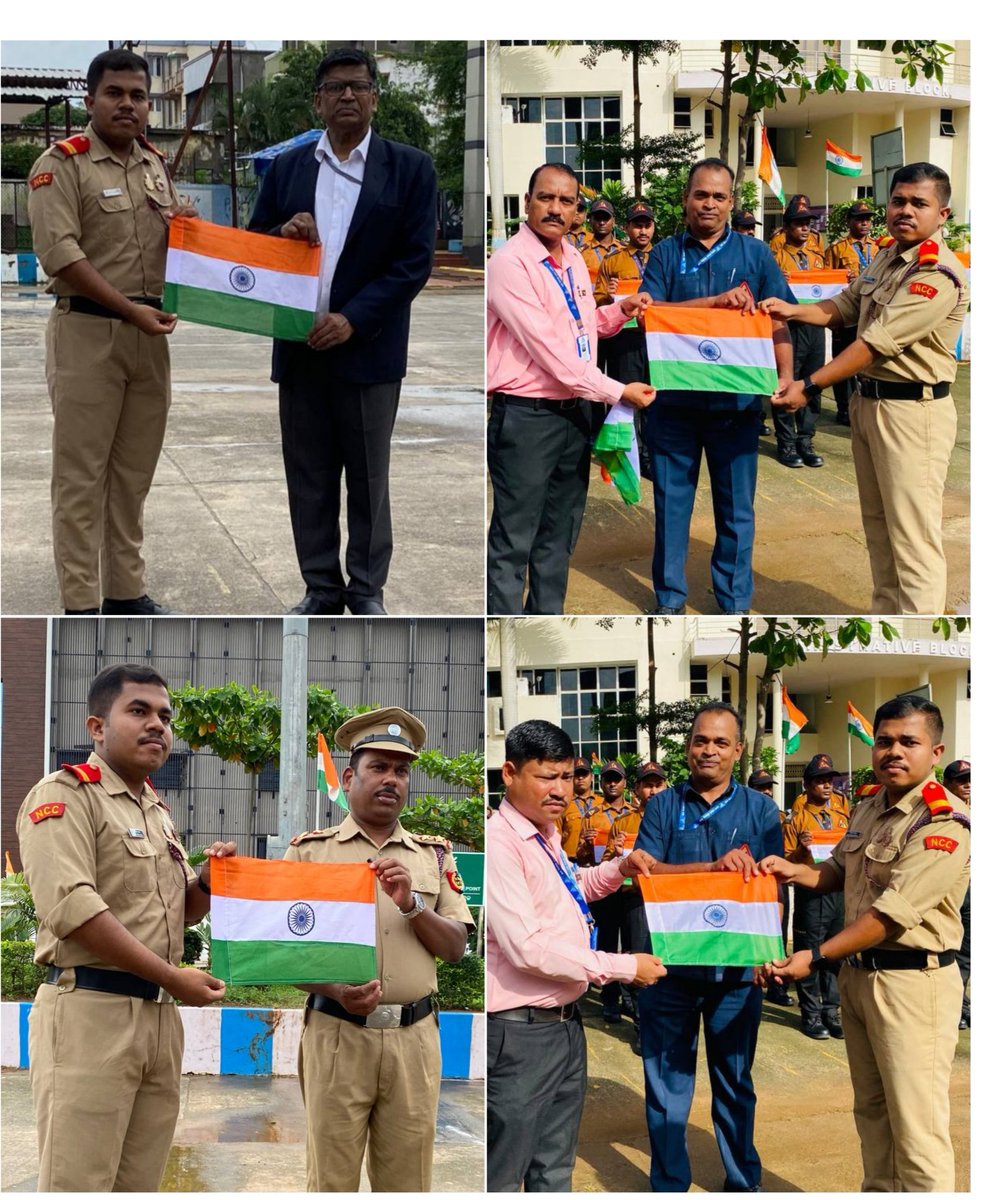 NccSoa's tweet photo. On the occasion of Independence Day, Cadets from ITER (@NccSoa) of @4OCTCNCC has distributed flags to Higher officials of university,security staffs,faculties and civilians. #HarGharTringa 
We are thankful to ANO (@Sachida6465 ) and OC (@sheehan_marwaha) of 4(O)CTC https://t.co/96sBxec1CB