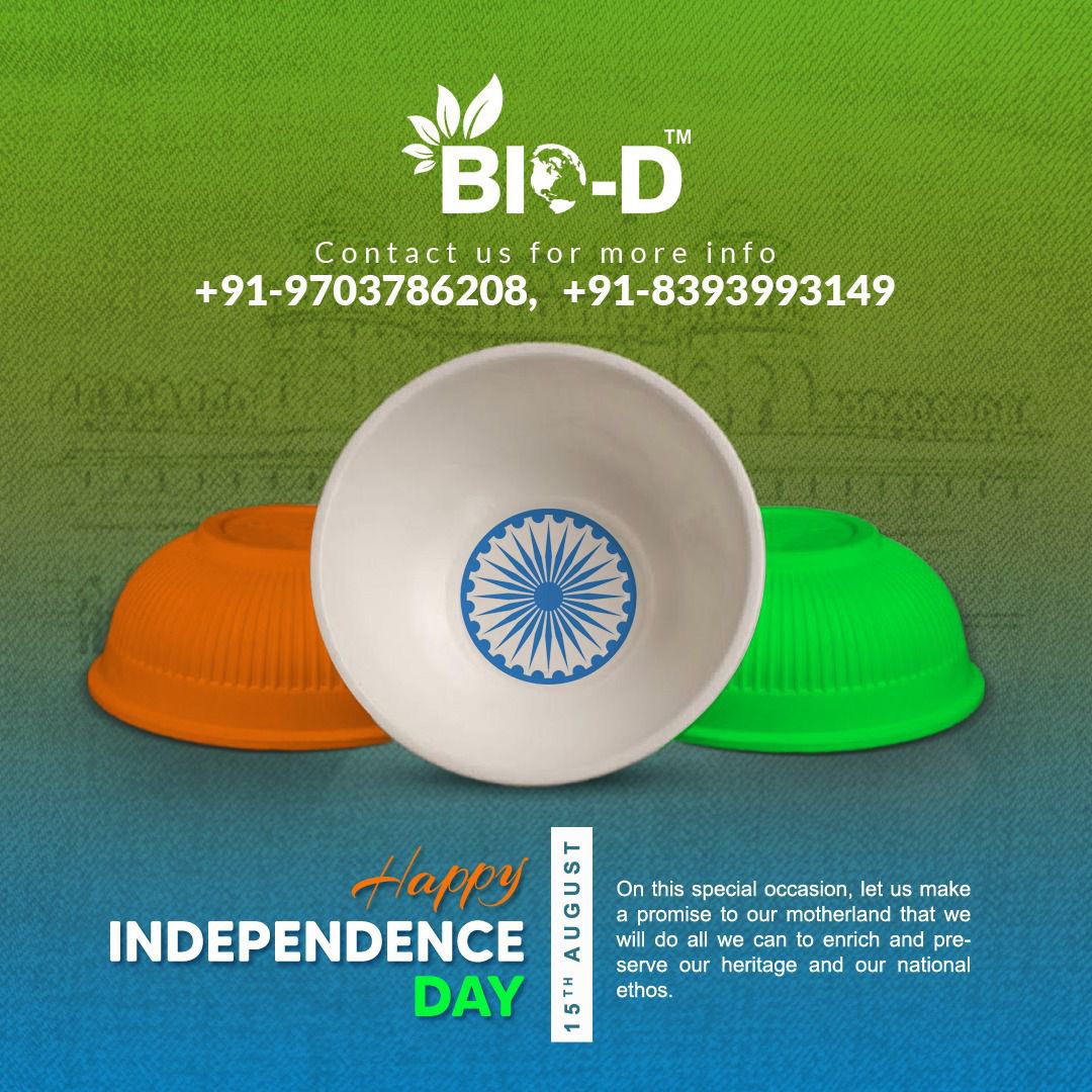 agarwaltableind's tweet photo. May the tricolour always fly high
and touch the sky. BIO-D wishes you all a very Happy Independence Day!🇮🇳🇮🇳
#HappyIndependenceDay #75thindependenceday 
 #proud #India #freedom #Celebration
 #CornstarchTableware #Sustainable
#Compostable #Biodegradable #EcoFriendly https://t.co/bdSTCjy4Be