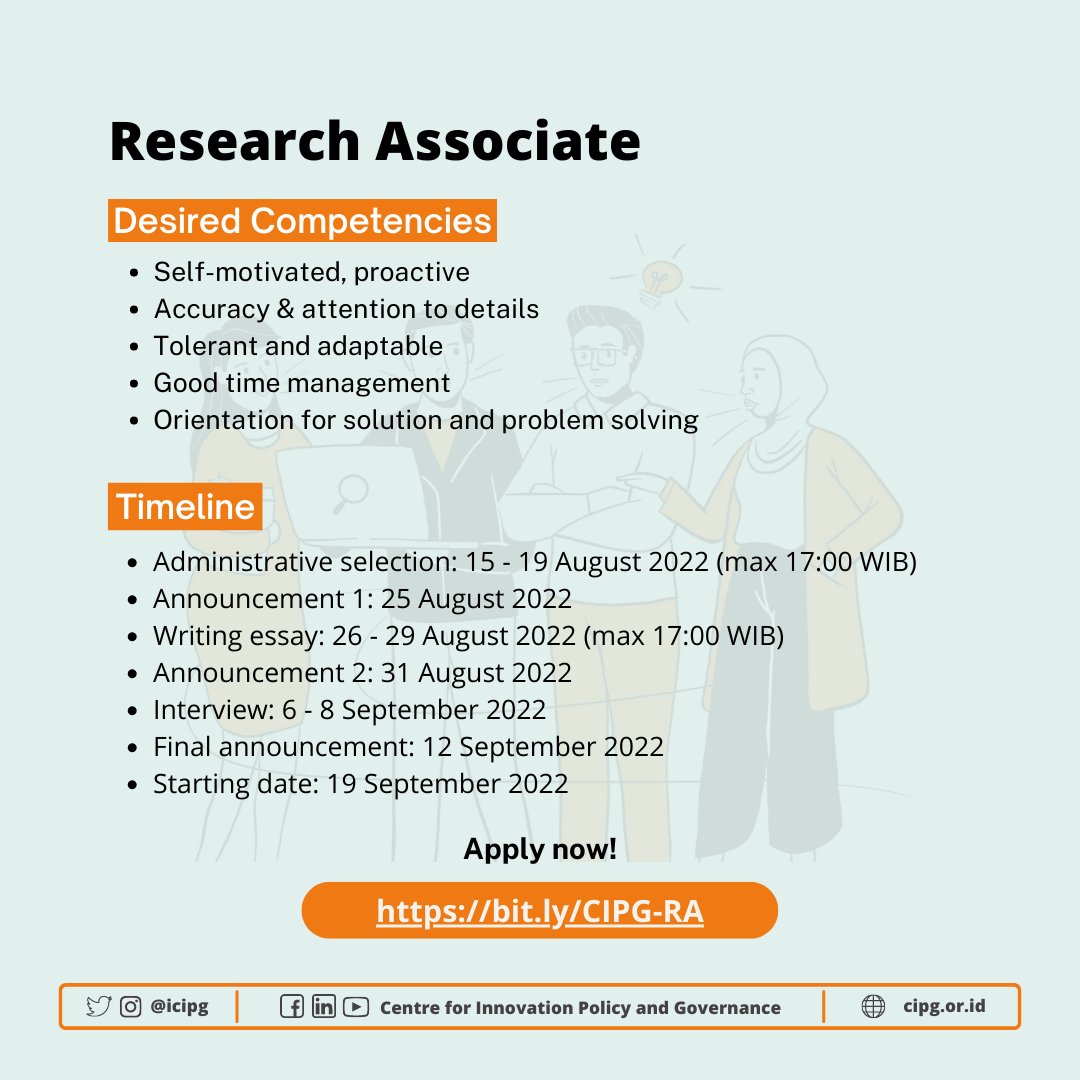 icipg's tweet photo. CIPG is looking for Research Associate!

We are currently looking for a Research Associate with particular interest in the issue of digitalisation and its impact to society.

For more info, visit our website: https://t.co/rxNLcS0dyX

#LokerNGO #NGOHiring https://t.co/UGqWUUtvLP