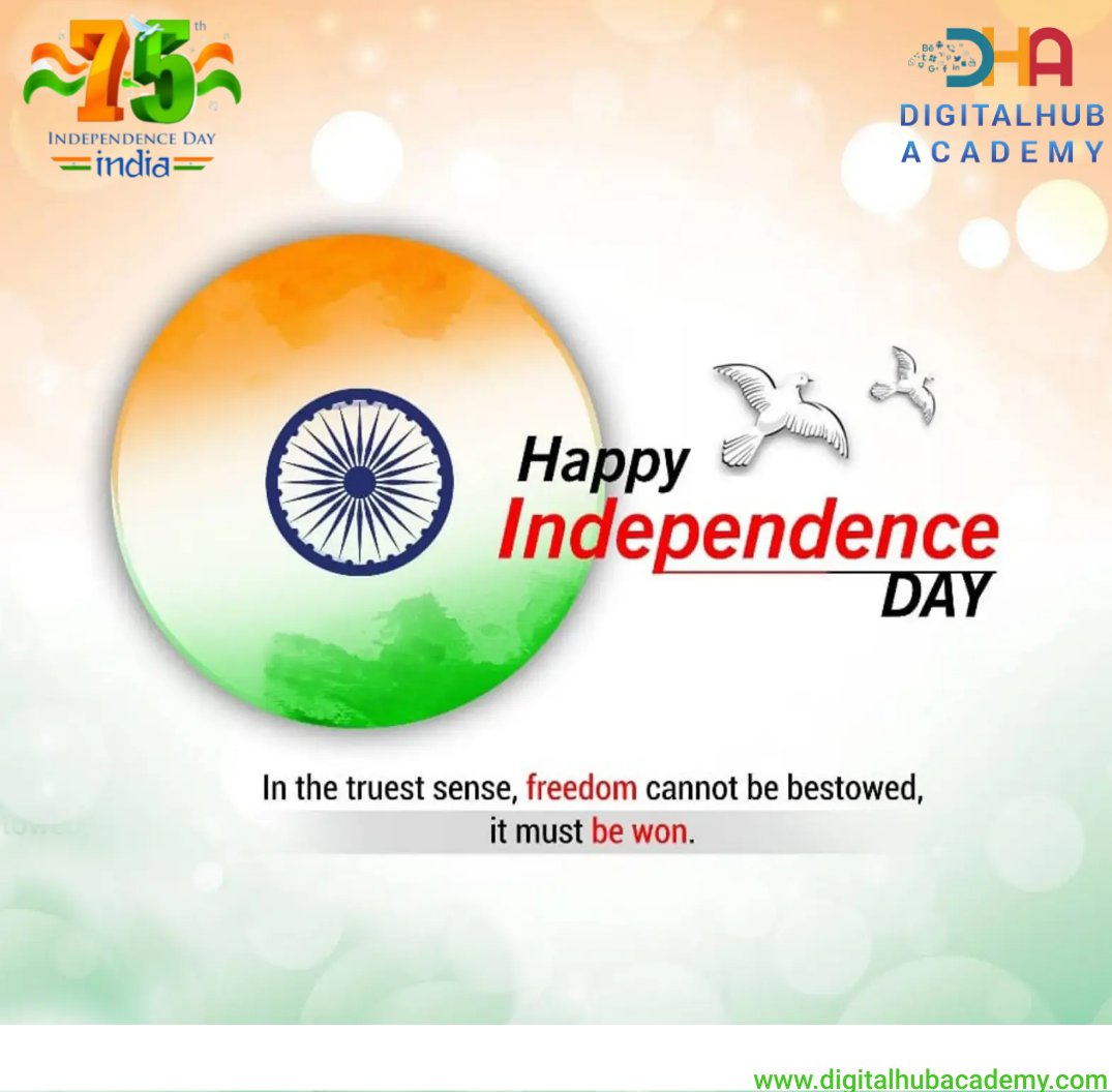 DigitalHubAcad1's tweet photo. Wishing all a very happy Independence Day!
As India celebrates 75 years of freedom, let us all be proud of our nation's achievements and glory 
#IndependenceDay #Digitalhubacademy #kuppam https://t.co/upxcOAWKqy