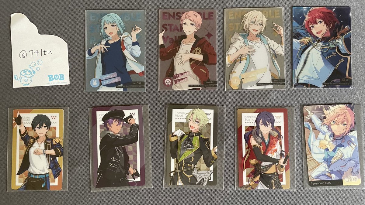 74ltu's tweet photo. あんスタ ぱしゃっつ メタカ クリアカード 交換

vol.1
凪砂、アドニス、翠、千秋、北斗、真緒、紅郎、颯馬、敬人、つむぎ、HiMERU、斑、弓弦

vol.2
薫、斑、藍良、英智、桃李、燐音、凛月、泉、鉄虎、アドニス、宗、光、ひなた

クリカ/メタカ
創、宗、英智、司、北斗、アドニス、日和、颯馬

↓求 https://t.co/6pnbiDg3I9
