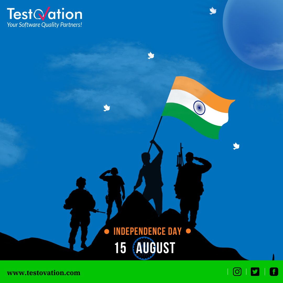 testovation's tweet photo. Today is a day to feel proud about being a part of this great nation. May this spirit of freedom leads us all to success and glory in life. Happy Independence Day!

#HarGharThiranga #happyIndependenceDay #AazadiKaAmritMahotsav https://t.co/n4R0hd3SWM