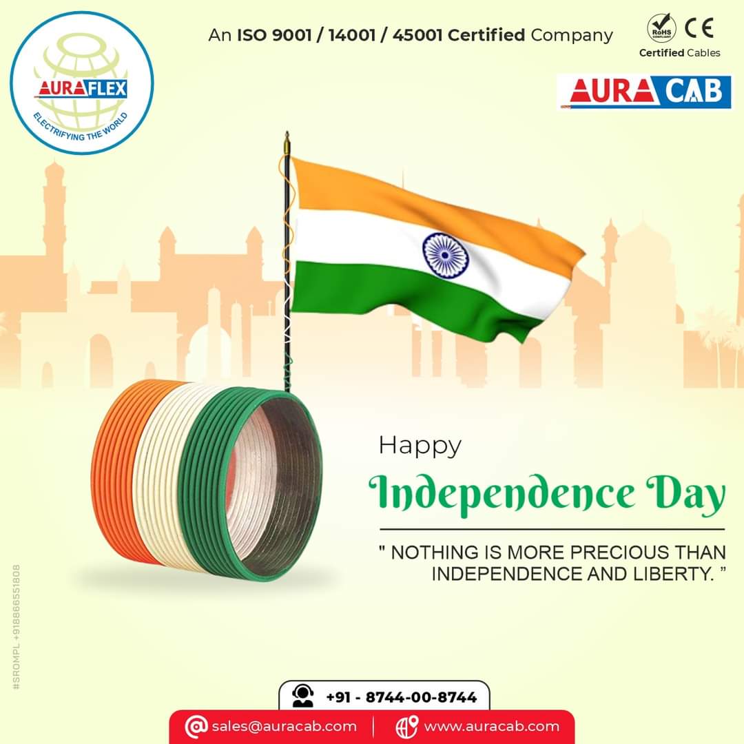 auracabcables's tweet photo. "NOTHING IS MORE PRECIOUS THAN INDEPENDENCE AND LIBERTY."
.
HAPPY INDEPENDENCE DAY
.
For More Details 
🌐 https://t.co/CQWEZY0kvb
📞 +91-8744-00-8744
.
.
.
.
#75Independenceday  #15auguest  #freedom #india #august #happyindependenceday #Auracab  #wireandcables #srompl #india https://t.co/CU7punWIpN