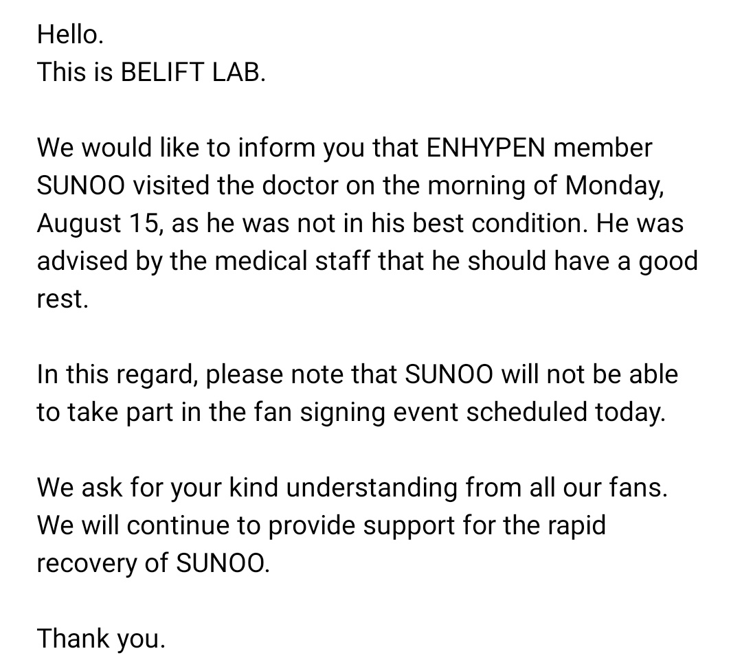 Get well soon sunoo,take a lot of rest and I love u🫶