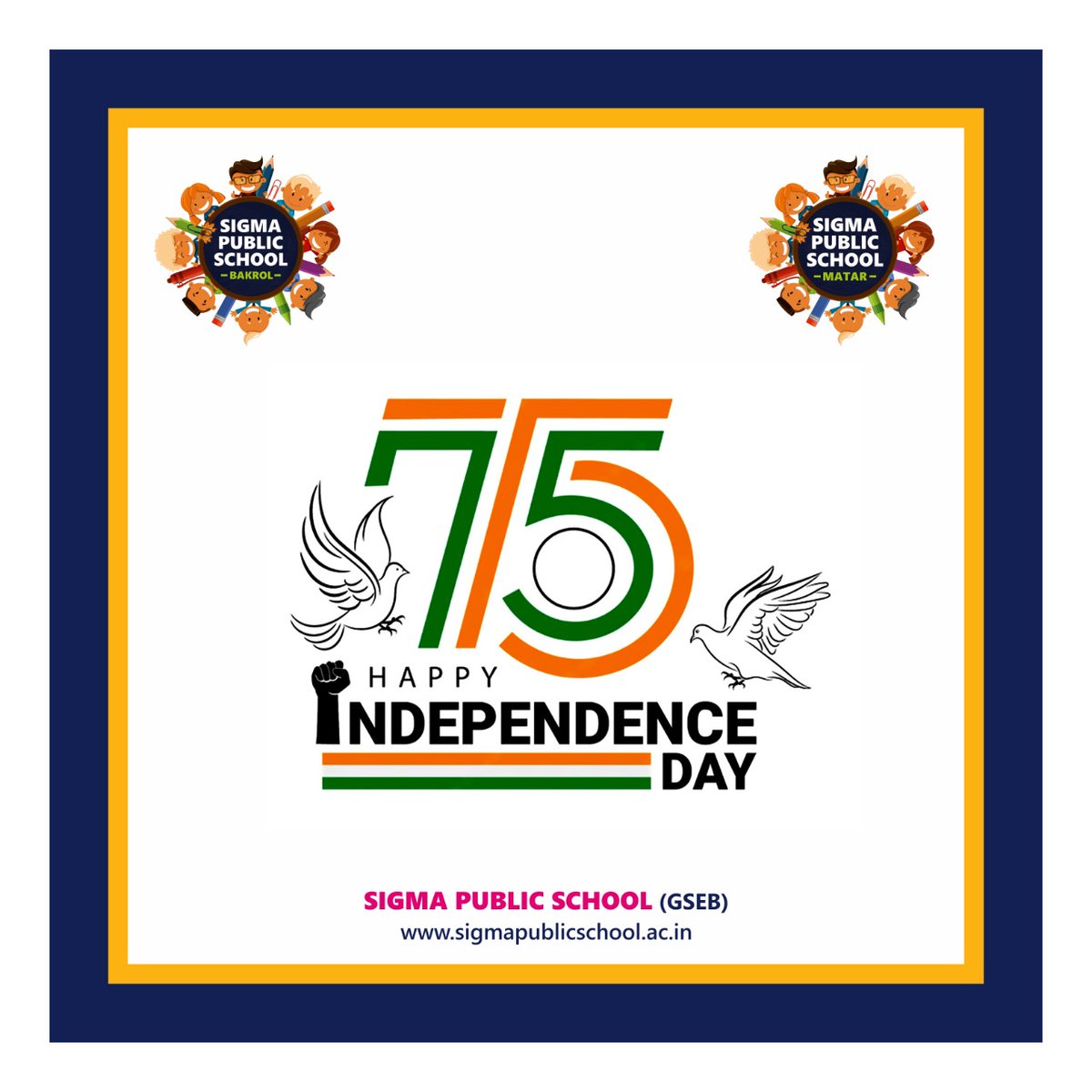PublicSigma's tweet photo. Freedom for the mind, spirit, and body. Believe what you say and are proud of who you are."
Wishing you a very Happy Independence Day! #HappyIndependenceday #JayHind #75ThIndependenceDay #JayBharat #SigmaPublicSchool #SPS https://t.co/jgg5eXOcak