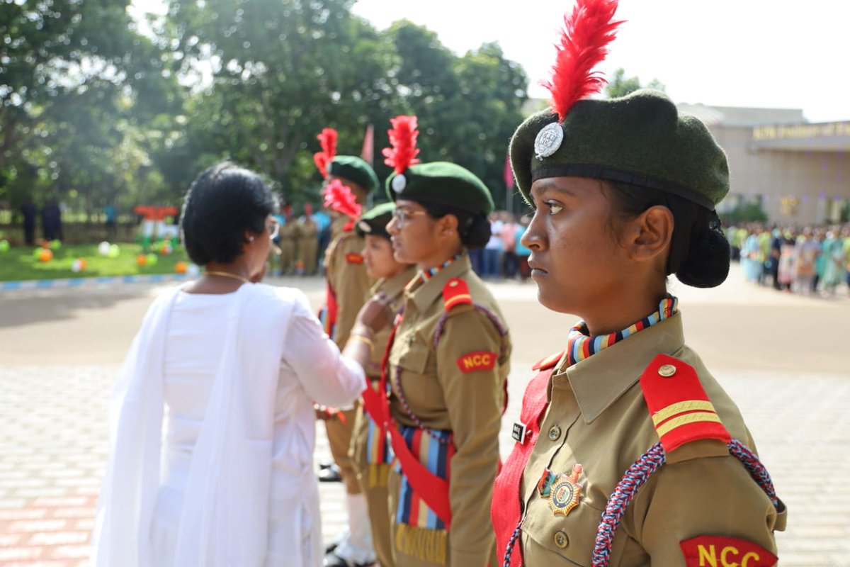 KPRIETonline's tweet photo. The national flag has been hoisted by Dr. M. Akila, Principal, KPRIET in the presence of our Chief Guest Mr. Niranjan Bharathi, Poet at Phoenix Circle, KPRIET. 
The grand celebration includes NCC Cadets Parade, Patriotic run, presidential address by Dr. M. Akila and  (1/2) https://t.co/ZiEOxAwabE