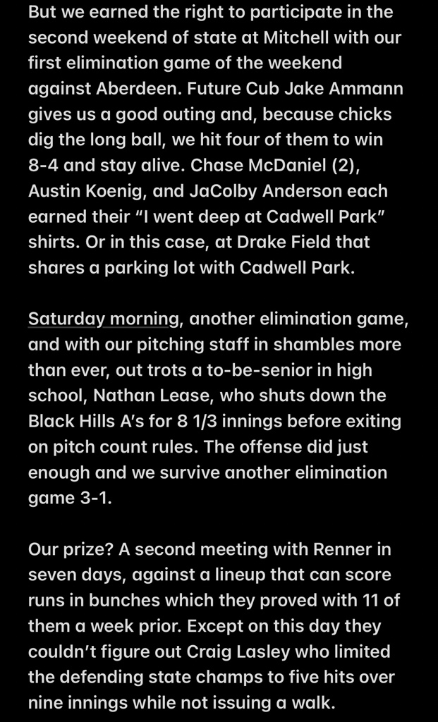 brookingscubs's tweet photo. So much to say and only 280 characters to do it with.

That’s where four screenshots help…

Final game of the season didn’t go our way. A 3-0 lead slipped away in a 4-3 loss in the state title game.

Thanks to our sponsors, families, and friends for everything this season! https://t.co/d6sGTg4tME