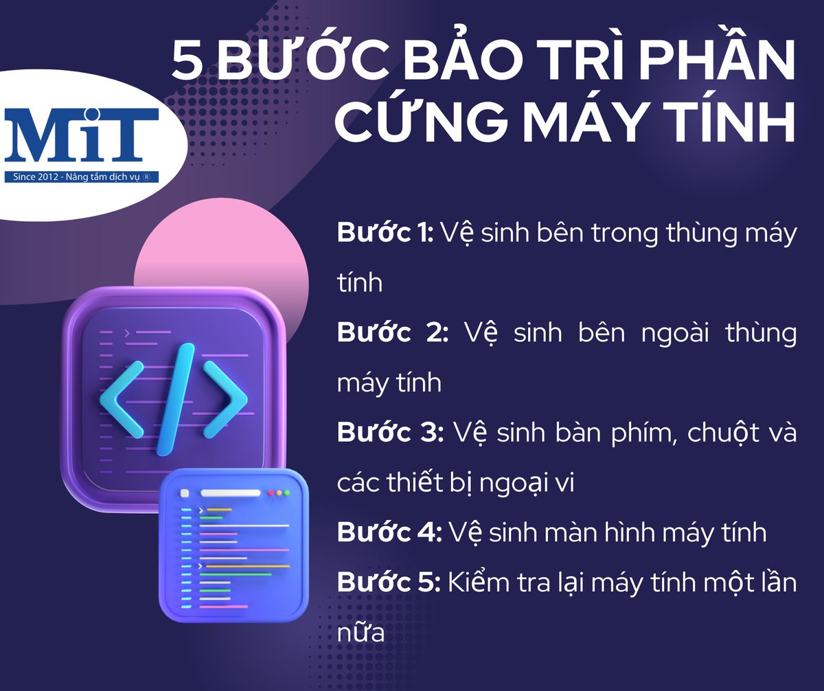 mitgroupvn_com's tweet photo. 👉#Muốn máy tính luôn hoạt động trong tình trạng tốt nhất, thì việc #bảotrìmáytính là điều không thể thiếu
❓Vậy bạn có biết quy trình bảo trì máy tính là làm những gì không?
🌐https://t.co/K3Bo1OsBDm
#ITSupport #software #computerhardware https://t.co/YQjLPMmp8z