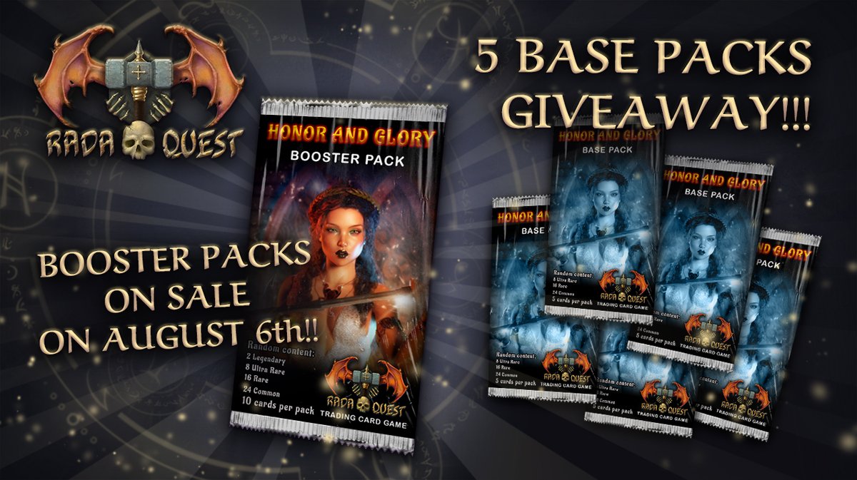 NFTNinja001's tweet photo. ⚔️ Radaquest Giveaway 

5x HONOR &amp; GLORY I (BASE PACK)

1️⃣Follow 
@RadaQuestTCG
 &amp; 
@NFTNinja9

2️⃣❤️-RT &amp; Tag 3 Friends
3️⃣Join https://t.co/s9N7hKXgJy
4️⃣Comment WAX &amp; Discord ID
5⃣Those who joined Discord are Qualified

🖥️https://t.co/dRGp6XMWUt

⏱️72 hrs 

#NFTGiveaway #NFT https://t.co/sBbtwHv04I