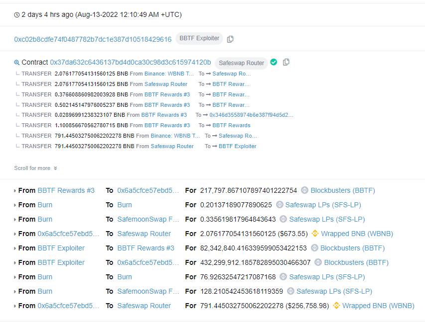 realFUD's tweet photo. .@ChrisHarrisADG also coincidentally sold some of his #bbtf tokens 1 hour before the exploit and bought back in right after 🤔

CH Sell: https://t.co/vUujKebw1x

Exploiter Sell: https://t.co/7VnaYrj2S2

CH Buy: https://t.co/g1sg20eVrC

#safemoon #safemoonafterdark #bbtf https://t.co/Qz4pcOohYk