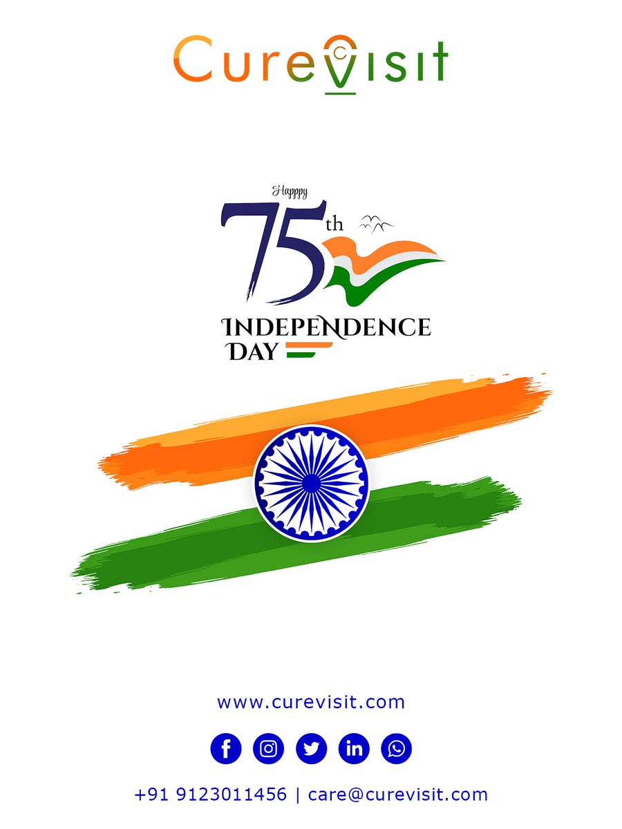 curevisit's tweet photo. Wish you all a very Happy Independence Day! 

#IndependenceDay2022 #IndiaAt75 #AmritMahotsav https://t.co/exflOwFbc2