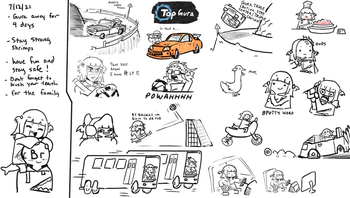 Gura stream doodles evolution in Guracord, first instance I did, two in between 2021-2022, and one mostly recent

#gawrt 