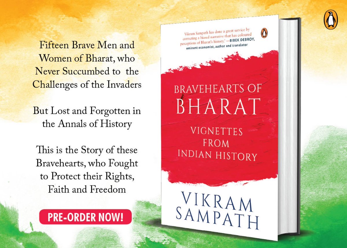vikramsampath's tweet photo. On #IndependenceDay2022 delighted to announce my new book "Bravehearts of Bharat: Vignettes from Indian History"- 15 stories of indefatigable courage &amp; resistance from across time-spans &amp; regions within India. Pls preorder at https://t.co/3SIaSrvowC
@PenguinIndia @premanka https://t.co/rQsS1orSI2