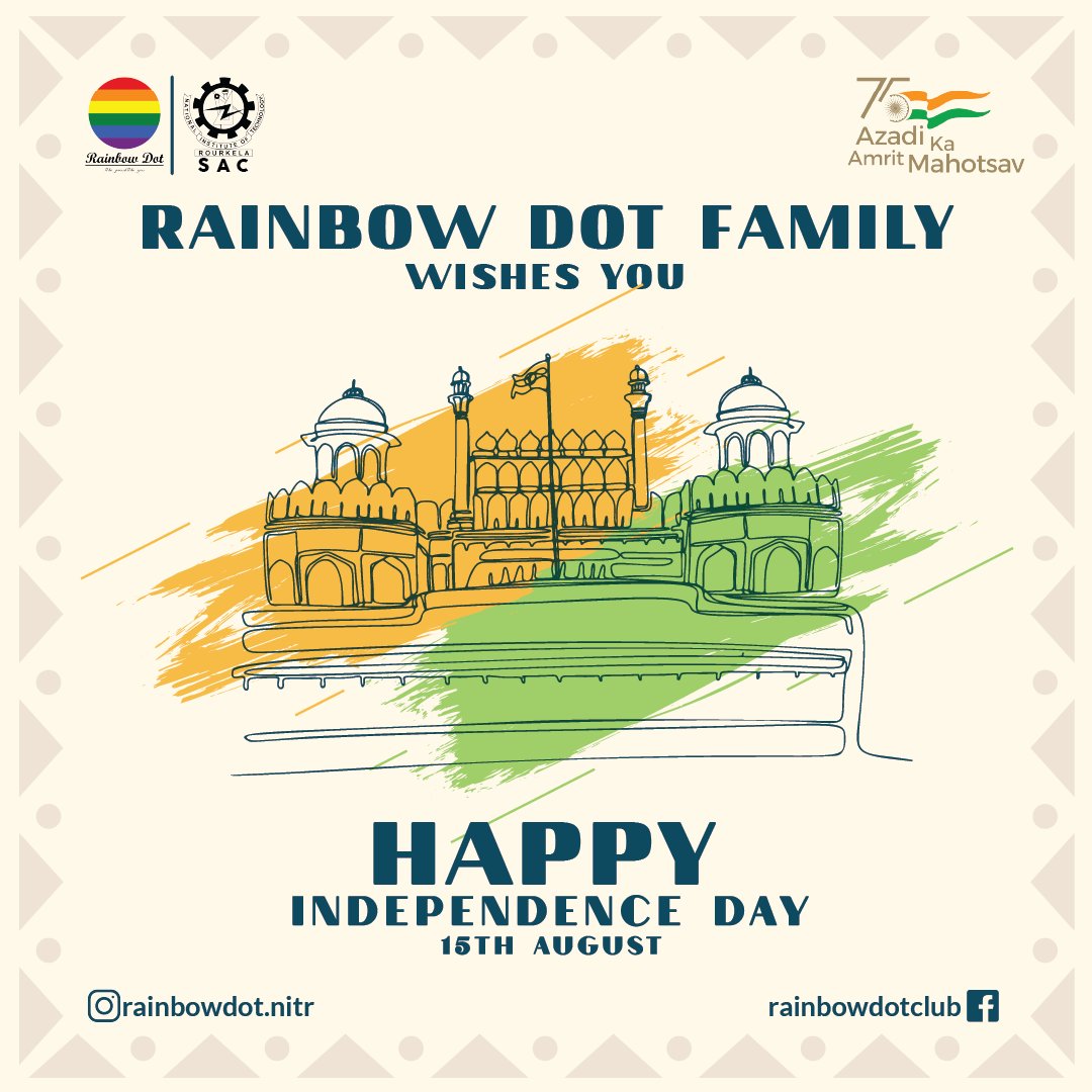 rainbowdot_nitr's tweet photo. A life is easy to give, what's difficult is to give a fight. They fought against the unjust sacrifices India had to bear, they fought for the rights of people that had been denied to them. 

Rainbow Dot wishes you a very thoughtful Independence Day. https://t.co/XNiRpAUFIS