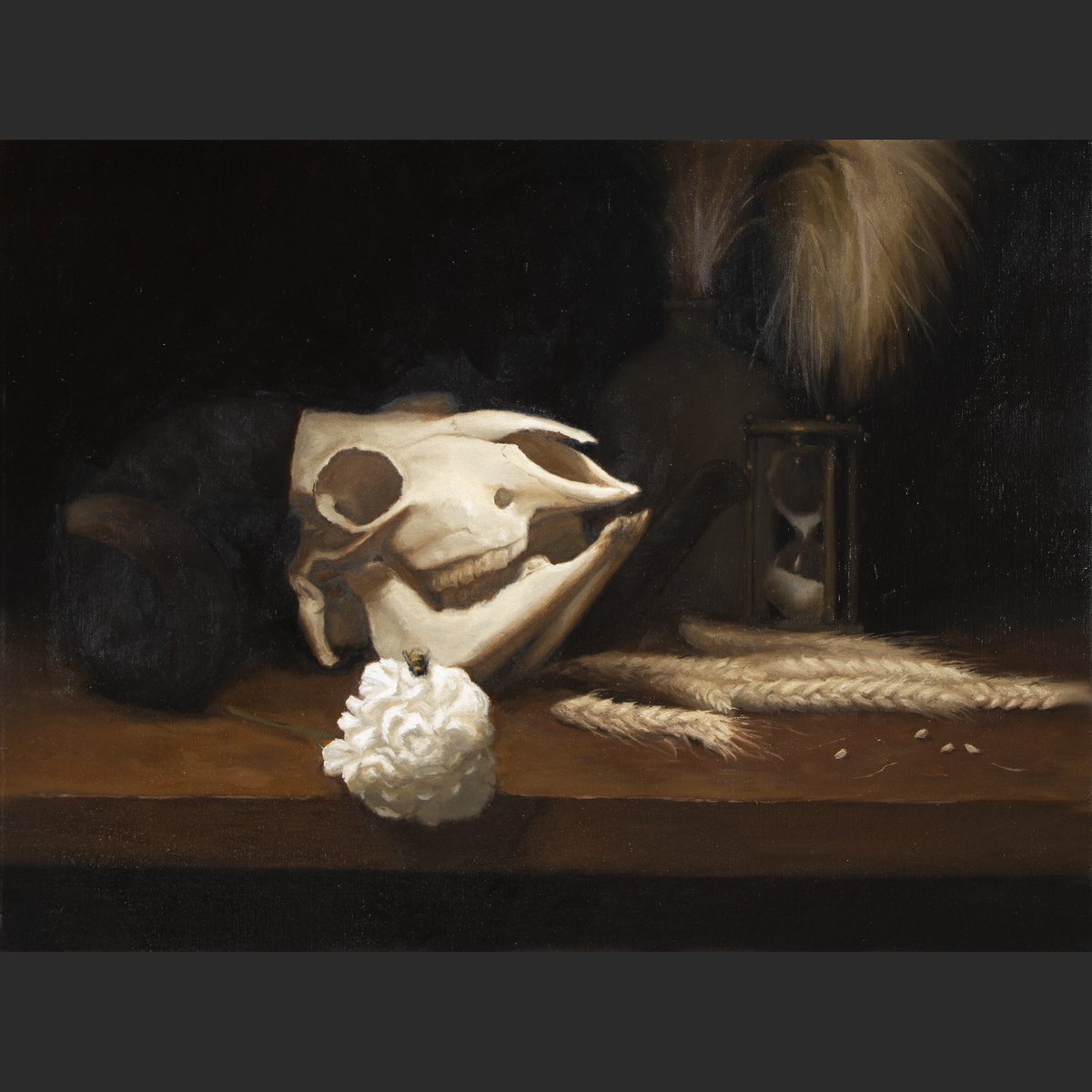 wilbraham's tweet photo. A  recently finished painting - ‘you reap what you sow’ oil on linen 52cm x 39cm https://t.co/GcFYm4BmmW