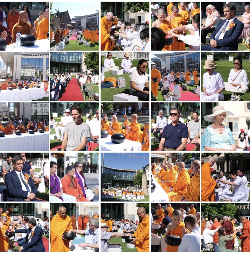 Psanitwong's tweet photo. 13ส.ค.2565 ตักบาตรใหญ่กลางเมือง Woking, England
International Alms Giving Ceremony 2022 ณ ใจกลางเมือง Woking (โวคคิ่ง) ณ ลาน Jubilee Square (จูบีลี่ สแควร์) แด่คณะสงฆ์ 5 ประเทศ อังกฤษ, สกอตแลนด์ พม่า ศรีลังกา และอินเดีย ซึ่งมีผู้สนใจทั้งชาวไทยและชาวท้องถิ่นร่วมกิจกรรมจำนวนมาก https://t.co/QWGuNSHzVh