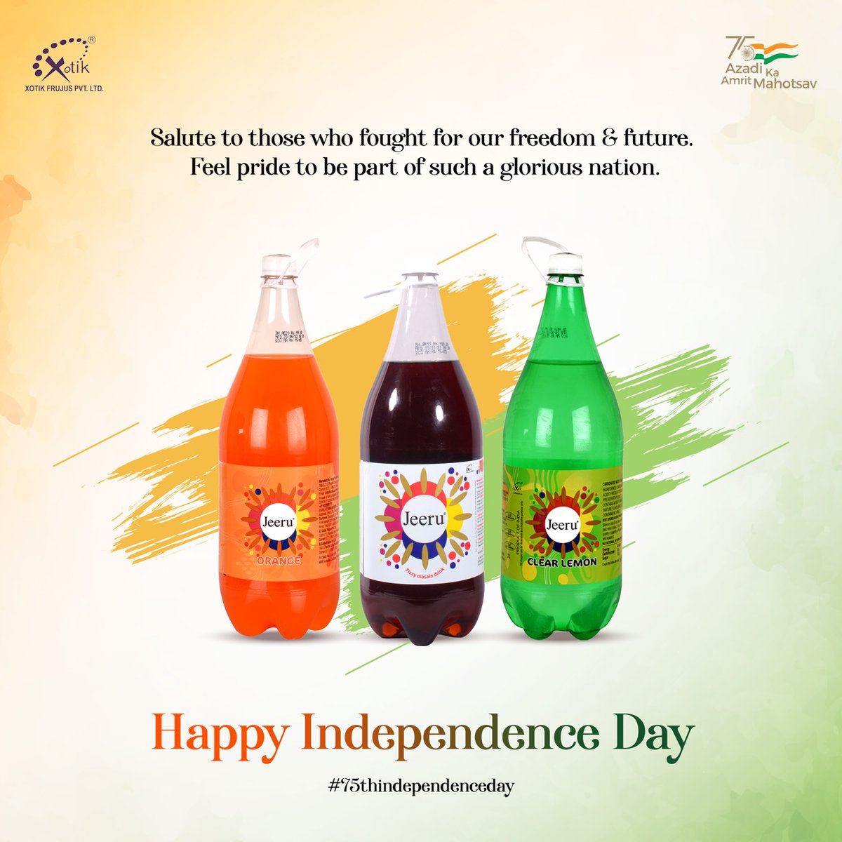 XBeverages's tweet photo. Salute to those who fought for our freedom &amp; future. 
Feel pride to be part of such a glorious nation.
Happy Independence Day

#xotikfamily #independenceday #azadikaamritmahotsav #indian #india #soldiers #freedom #wisdom #freedomfighter  #sacrifice #xotik #jeeru #xotikbeverages https://t.co/5BMZ9id2ym