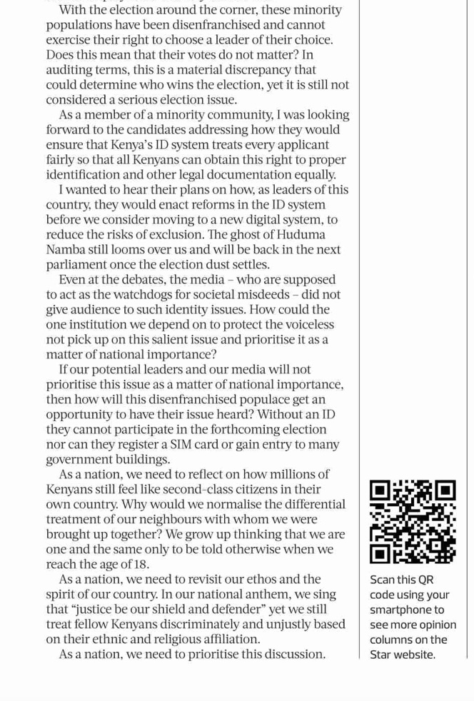 NamatiKenya's tweet photo. More than 1-in-10 people in Kenya do not have legal identification to demonstrate they are citizens and couldn't vote during the recent elections. #kenyaelections2022

Citizenship Program's @MustafaM_KE spotlights how pre-election debates left out critical #citizenship issues. https://t.co/ZZPXkMyGy0