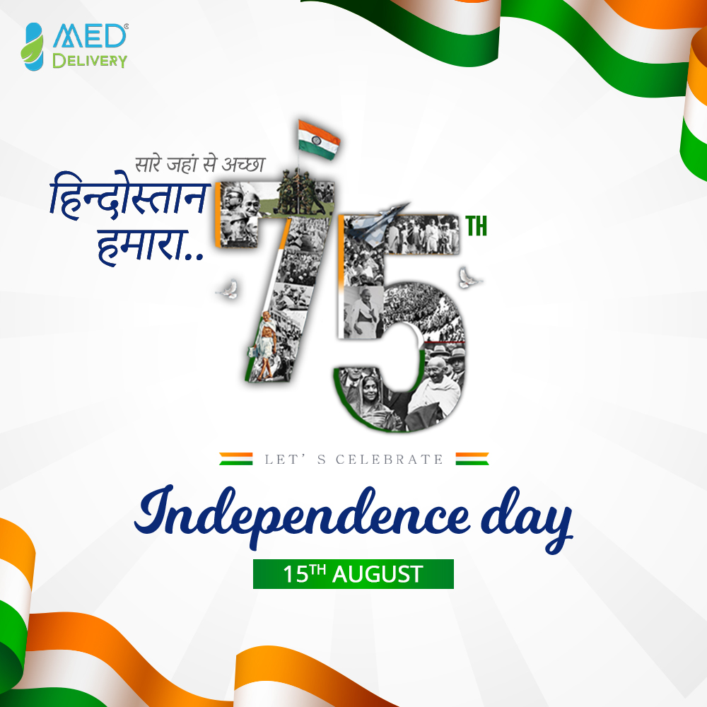 MEDdelivery_Ind's tweet photo. With #PrideInOurMinds & #RespectInOurThoughts, Let’s celebrate 75 years of India's freedom with the vision of being a part of taking our nation to greater heights in the future.
Cheers to the 75 glorious years of revolutions & innovations! Happy Independence Day. https://t.co/0yOHpuosqf