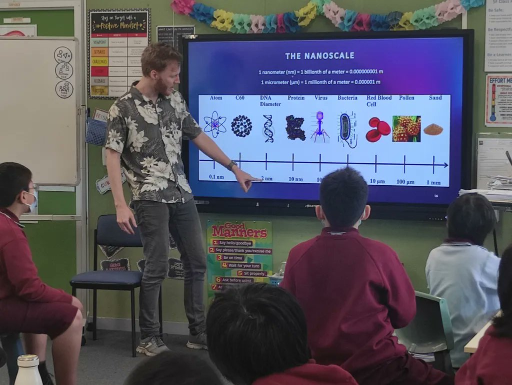 TMOS_ARC's tweet photo. Our #Outreach team from the #UTS node of #TMOS had a blast presenting our Story of Light workshop to classes 5F and 6J at Earlwood Public School this morning!
Thanks so much for having us! 
#ScienceWeek #TMOSScienceWeek https://t.co/y65JNMoFay