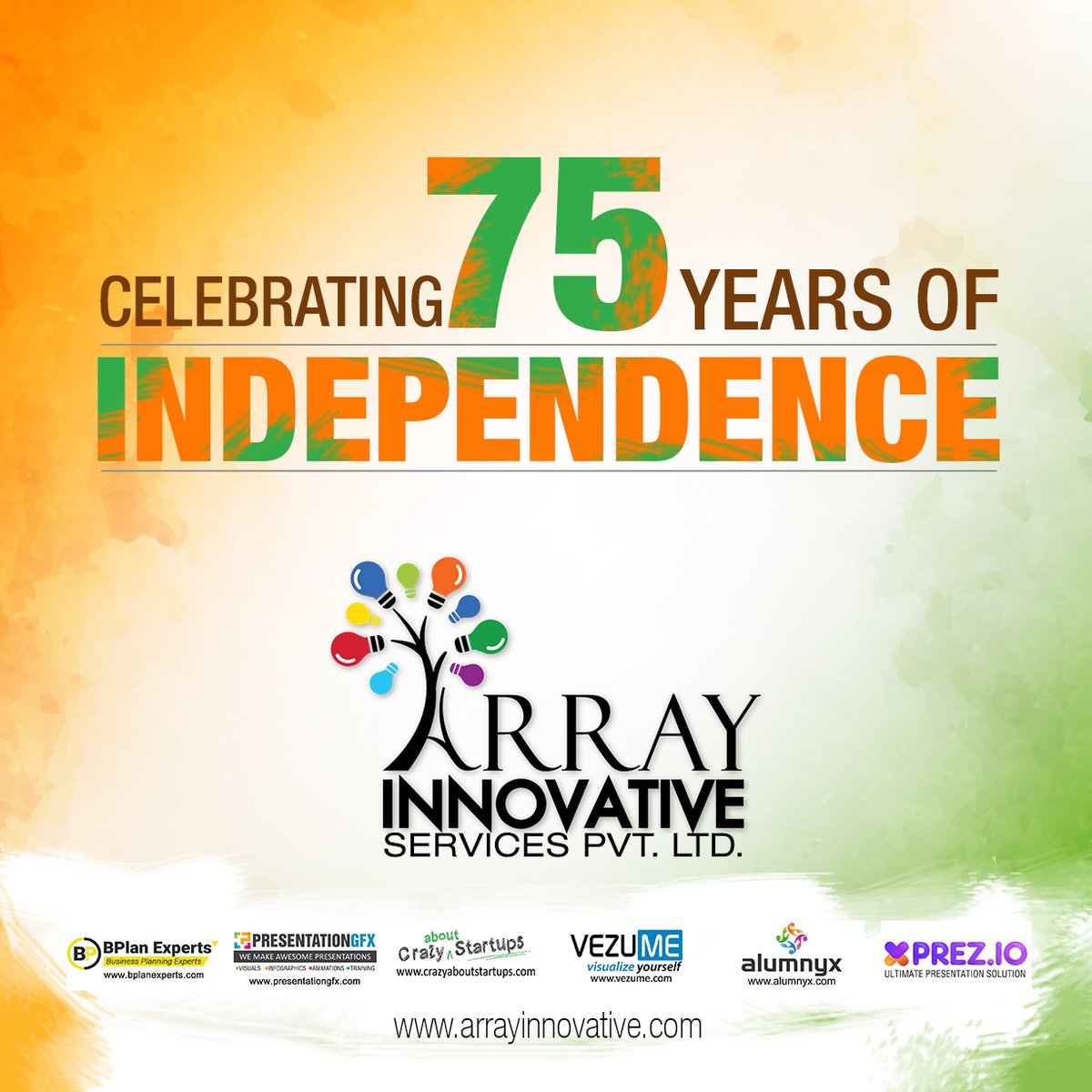 ArrayInnovative's tweet image. Celebrating 75 years of freedom of thought, freedom of speech, and freedom of choice. Let there be nothing but unity. Happy Independence Day.

#IndependenceDay #independenceday2022 #75thindependenceday #75thIndependenceYear #75thindependence
