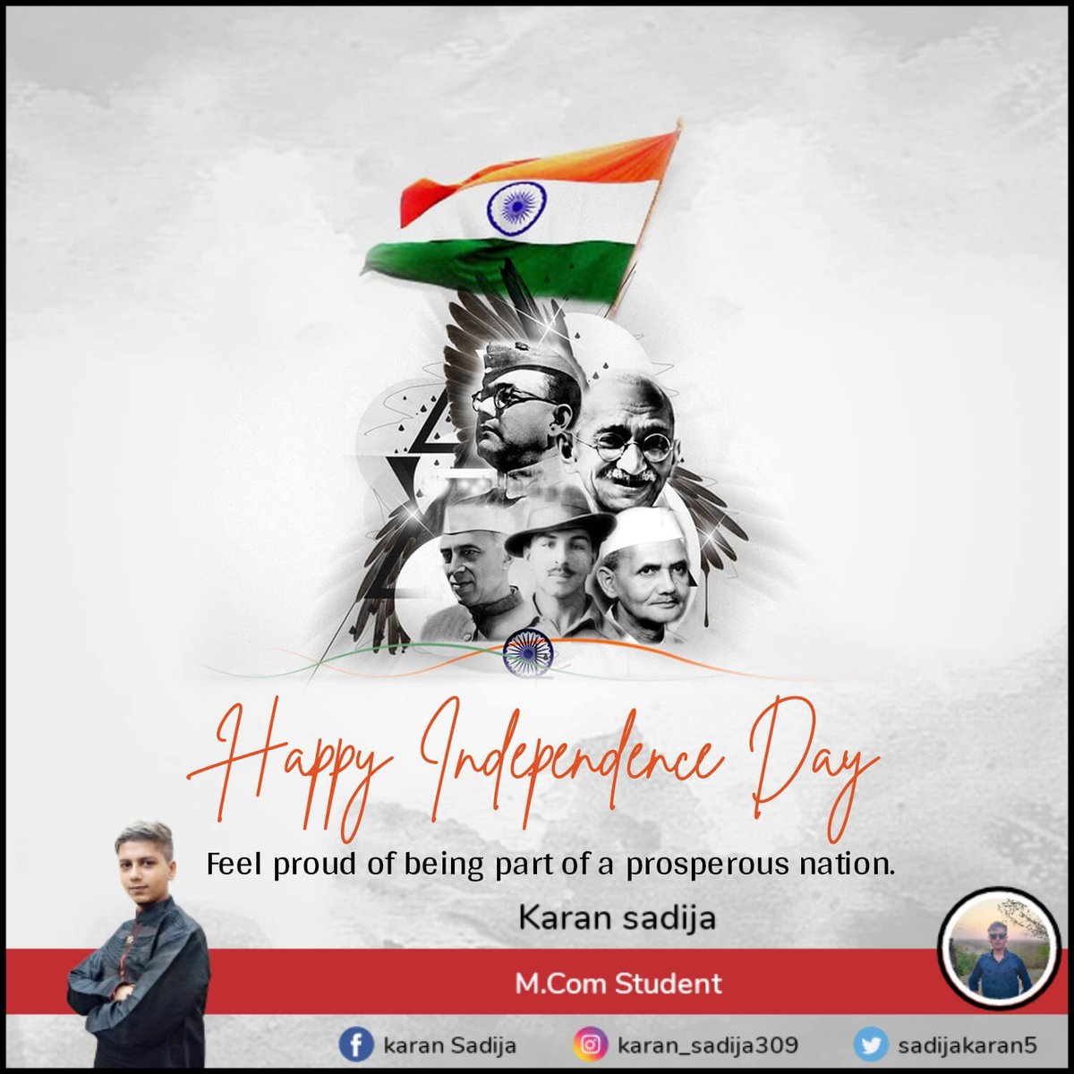SadijaKaran5's tweet photo. Happy independence Day 🇮🇳🇮🇳🇮🇳 
#IndependenceDay #IndependenceDay2022 #15august #HarGharTiranga #Gandhiji #Gandhi #AzadiKaAmritMahotsov #75YearsofIndependence https://t.co/Wmmrggubbz