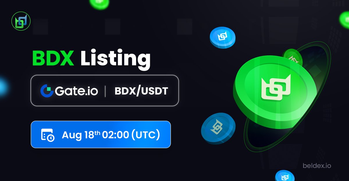 BeldexCoin's tweet photo. 𝙉𝙚𝙬 𝙇𝙞𝙨𝙩𝙞𝙣𝙜 🎉
#Beldex listing on @gate_io  on 𝐀𝐮𝐠𝐮𝐬𝐭 𝟏𝟖𝐭𝐡 𝟎𝟐:𝟎𝟎 𝐔𝐓𝐂
Trading Pair - 𝗕𝗗𝗫/𝗨𝗦𝗗𝗧

$BDX #listing #Gateio https://t.co/zTaDVHjl6B