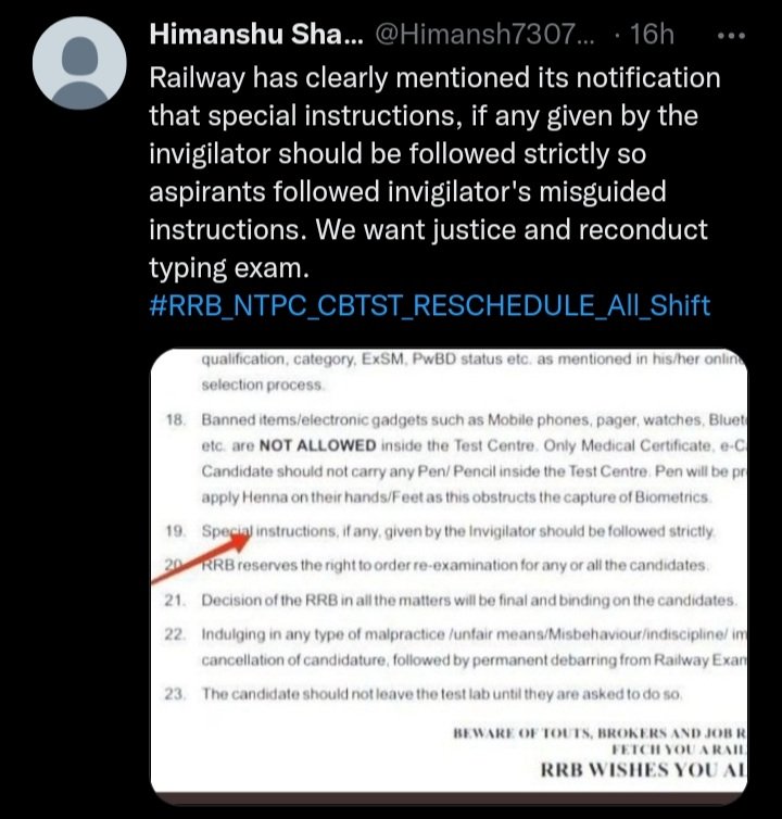 Himansh73076392's tweet photo. #RrbCbtstAllShiftReExam
 please reconduct ntpc typing exam #RRB_NTPC_CBTST_RESCHEDULE_All_Shift https://t.co/xkcjij8VbG