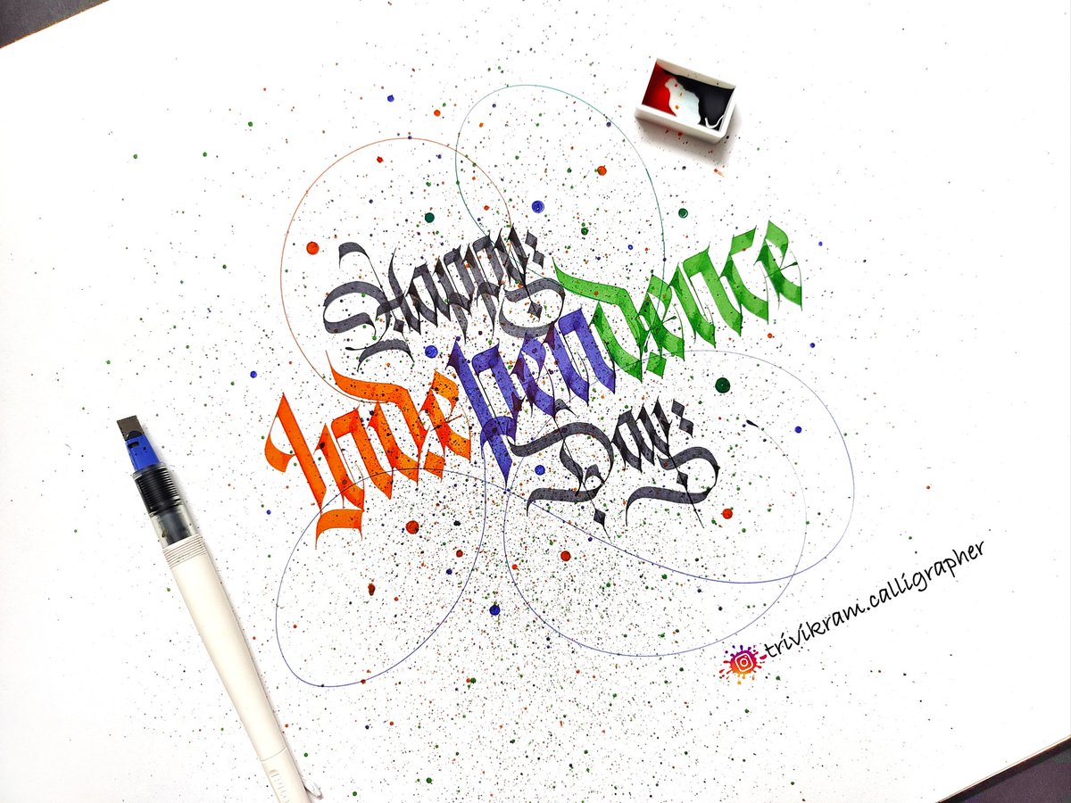 TrivikramArtist's tweet photo. Happy INDEPENDENCE Day 😃🇮🇳

#HappyIndependenceDay
#IndependenceDay #Calligraphy
#lmscript
#trivikramcalligrapher
For making video 👉🏻
https://t.co/3mIiimVEF7 https://t.co/GpgoJ1l0Kp