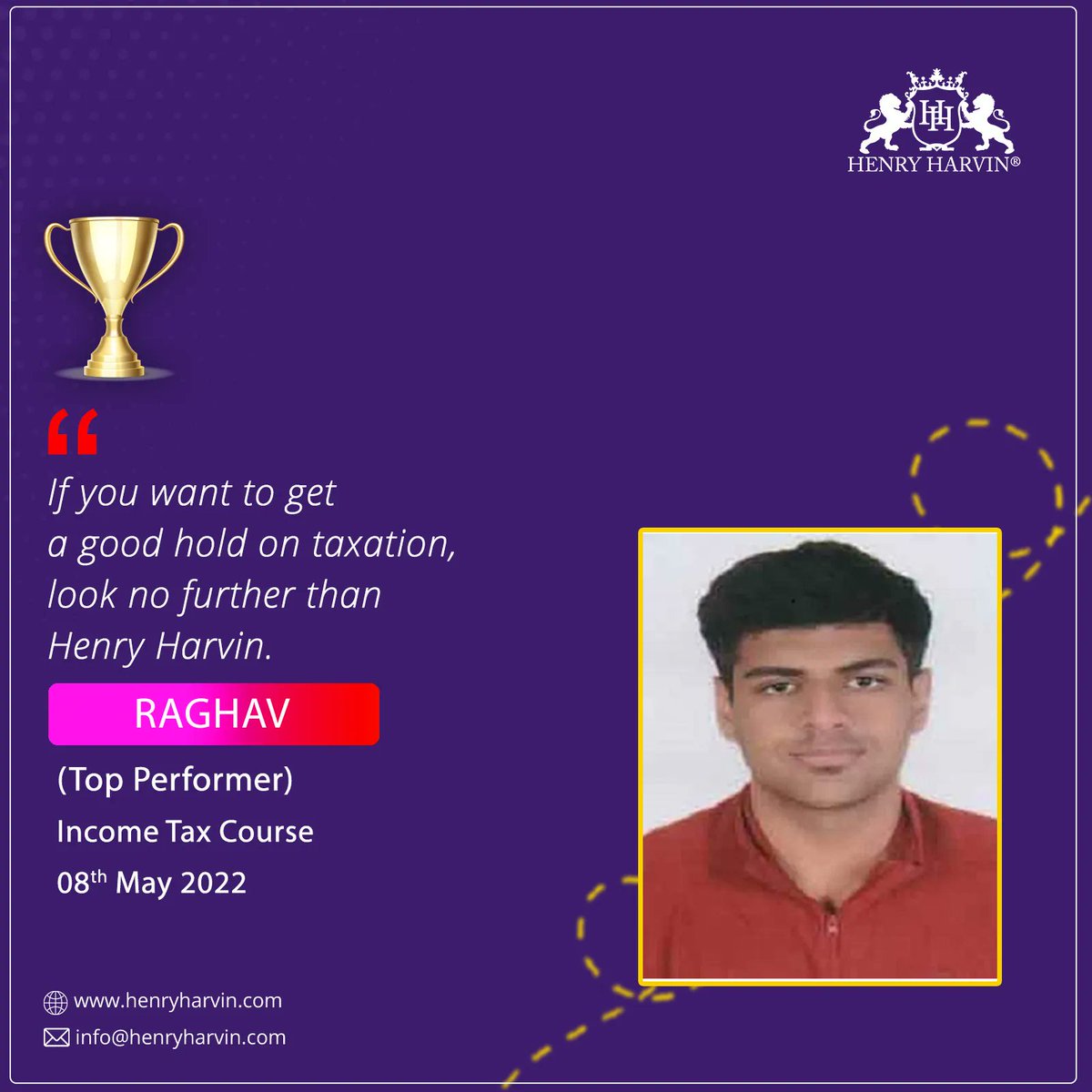 henry_harvin_'s tweet image. 𝐂𝐨𝐧𝐠𝐫𝐚𝐭𝐮𝐥𝐚𝐭𝐢𝐨𝐧𝐬 Raghav!

You're selected as the Best Performer of the Income Tax Course
For information about our courses, do visit our website-  buff.ly/3r7FvTj 

#incometax #henryharvin #incometaxcourse