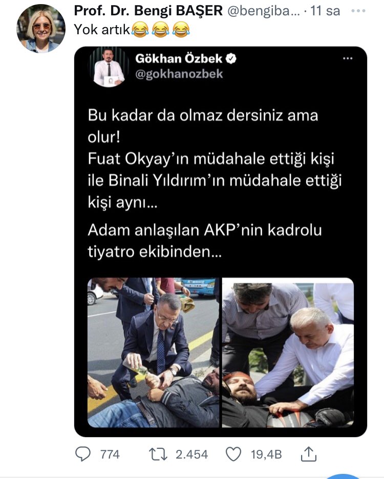 Sosyal medyada yalanları ile meşhur olan Prof. Bengi Başer ve Gökhan Özbek ortaklıgında yeni bir yalana imza attılar. Gün boyu tartışılan haber'in yalan olduğu ortaya çıktı. Başer ve Özbek twitlerini sildi.