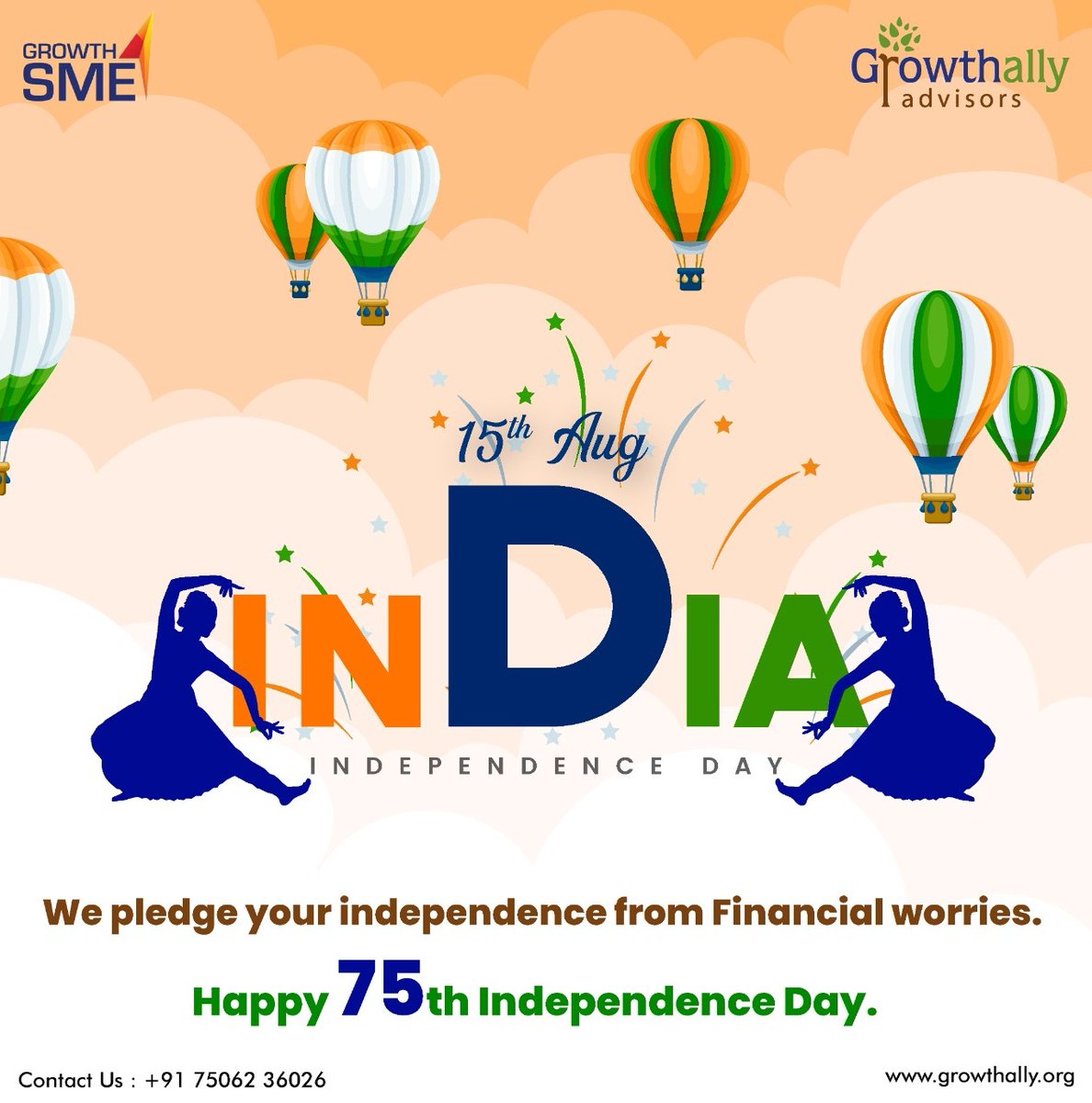 Growthally_Ltd's tweet photo. Let’s keep the memories of all the people who sacrificed their lives for our country alive. Wishing you a Happy Independence Day 2022!
#independenceday #independenceday2022 #freedom
#FinancialFreedom #AmritMahotsav https://t.co/okeiibKbkJ