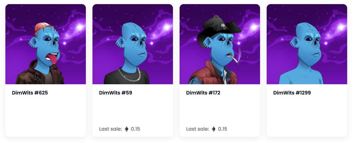 DimWitsNFT's tweet photo. Here's the 4 aliens that have been minted so far... Any guesses on how many are left? 👀 https://t.co/SPjIV7f4Dy
