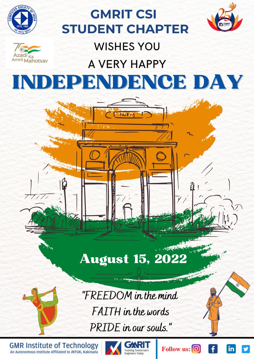 A great struggle behind many great people made us to live. So let us all not forget their struggle and sacrifice towards our mother land and enjoy this freedom by proving ourselves and make the nation proud .
 Happy 76th Independence day🇮🇳🇮🇳
 Jai Hind 🇮🇳
#azadikaamritmahotsav2022