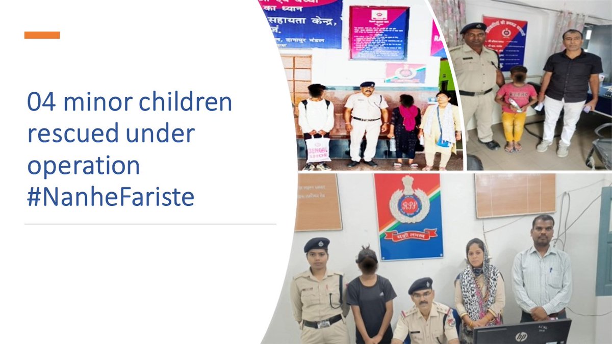 rpfecrhq1's tweet photo. On 14.08.22 under operation #NanheFariste #RPF ECR rescued 04 minor children from different railway station and handed over to concerned Child Helpline for further disposal. 
@RPF_INDIA https://t.co/S9YzAuMwZV